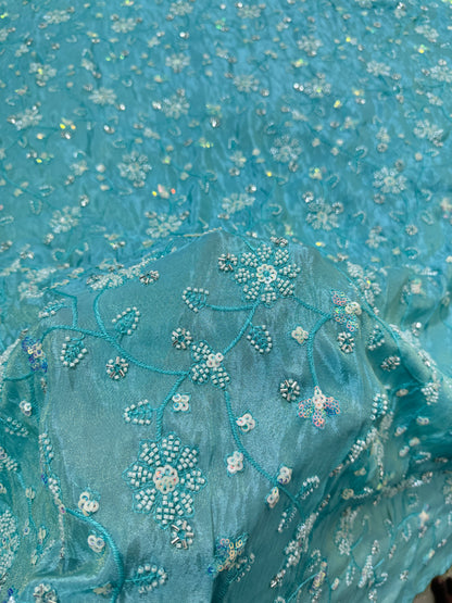 Viscouse tissu premium Luxury handwork cutdana work  Sequins Fabric 45Inch width