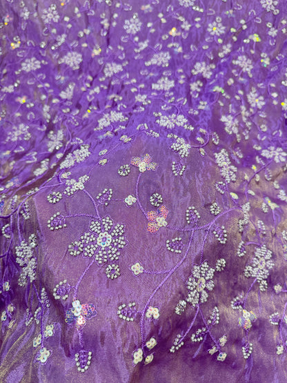 Viscouse tissu premium Luxury handwork cutdana work  Sequins Fabric 45Inch width