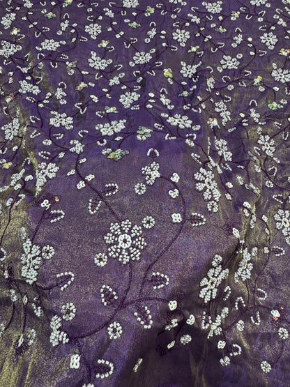 Viscouse tissu premium Luxury handwork cutdana work  Sequins Fabric 45Inch width