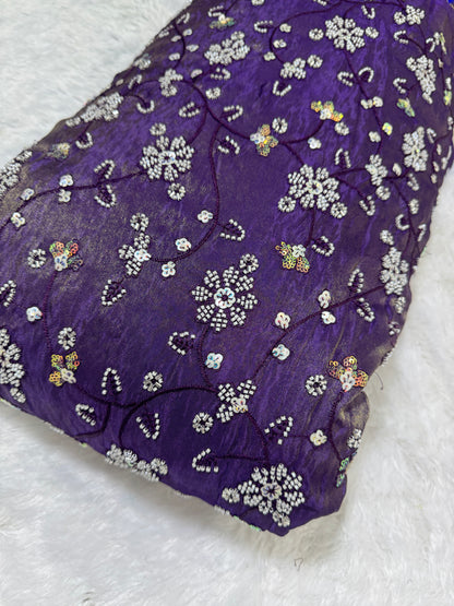 Viscouse tissu premium Luxury handwork cutdana work  Sequins Fabric 45Inch width