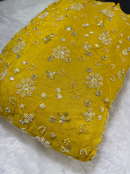 Viscouse tissu premium Luxury handwork cutdana work  Sequins Fabric 45Inch width