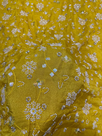 Viscouse tissu premium Luxury handwork cutdana work  Sequins Fabric 45Inch width