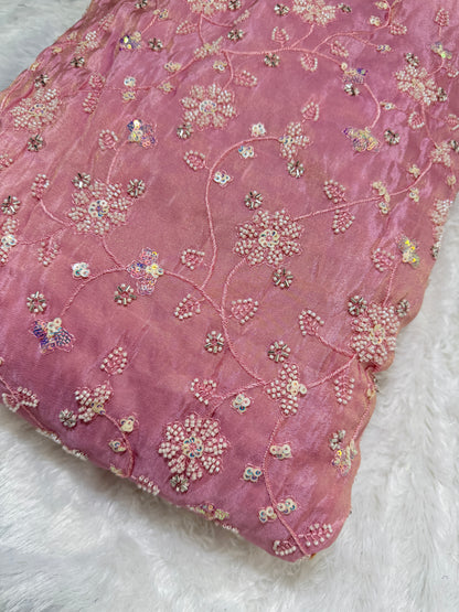 Viscouse tissu premium Luxury handwork cutdana work  Sequins Fabric 45Inch width