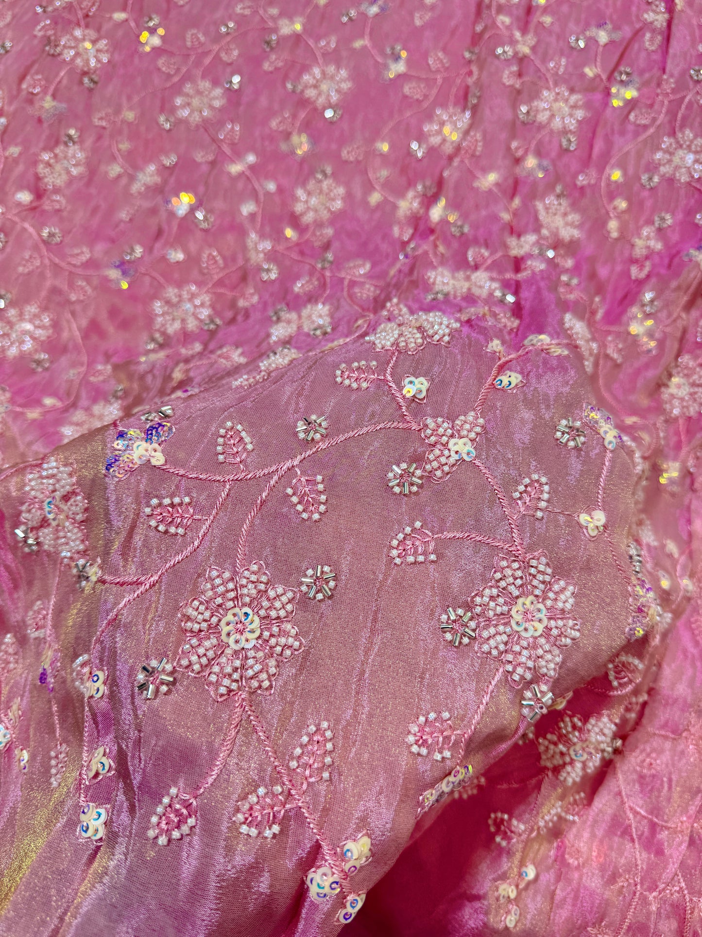 Viscouse tissu premium Luxury handwork cutdana work  Sequins Fabric 45Inch width