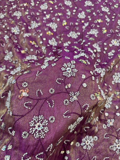 Viscouse tissu premium Luxury handwork cutdana work  Sequins Fabric 45Inch width