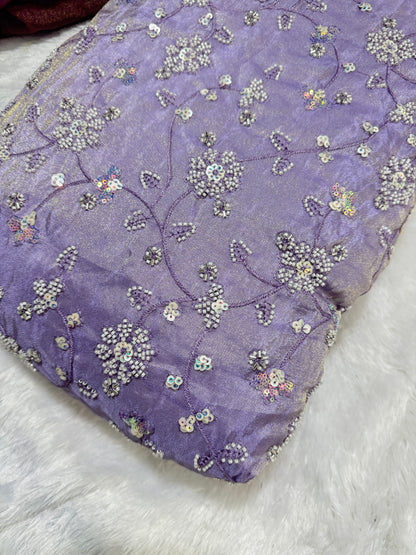 Viscouse tissu premium Luxury handwork cutdana work  Sequins Fabric 45Inch width