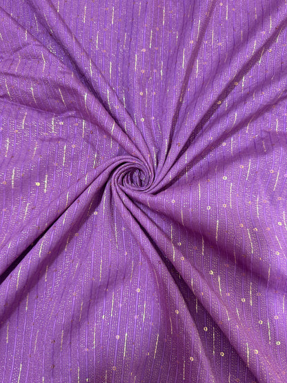 Elegant Champagne Gold  banarasi Fabric with Vertical Sequin Stripes – Premium Party & Bridal Wear 44inchwidth