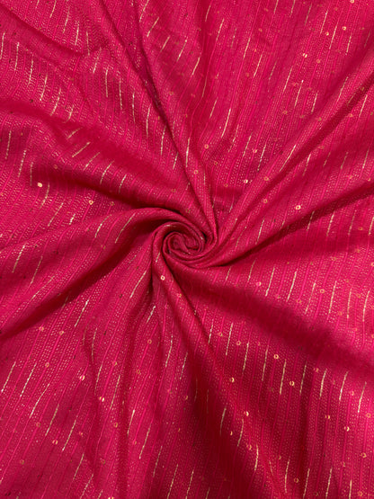 Elegant Champagne Gold  banarasi Fabric with Vertical Sequin Stripes – Premium Party & Bridal Wear 44inchwidth