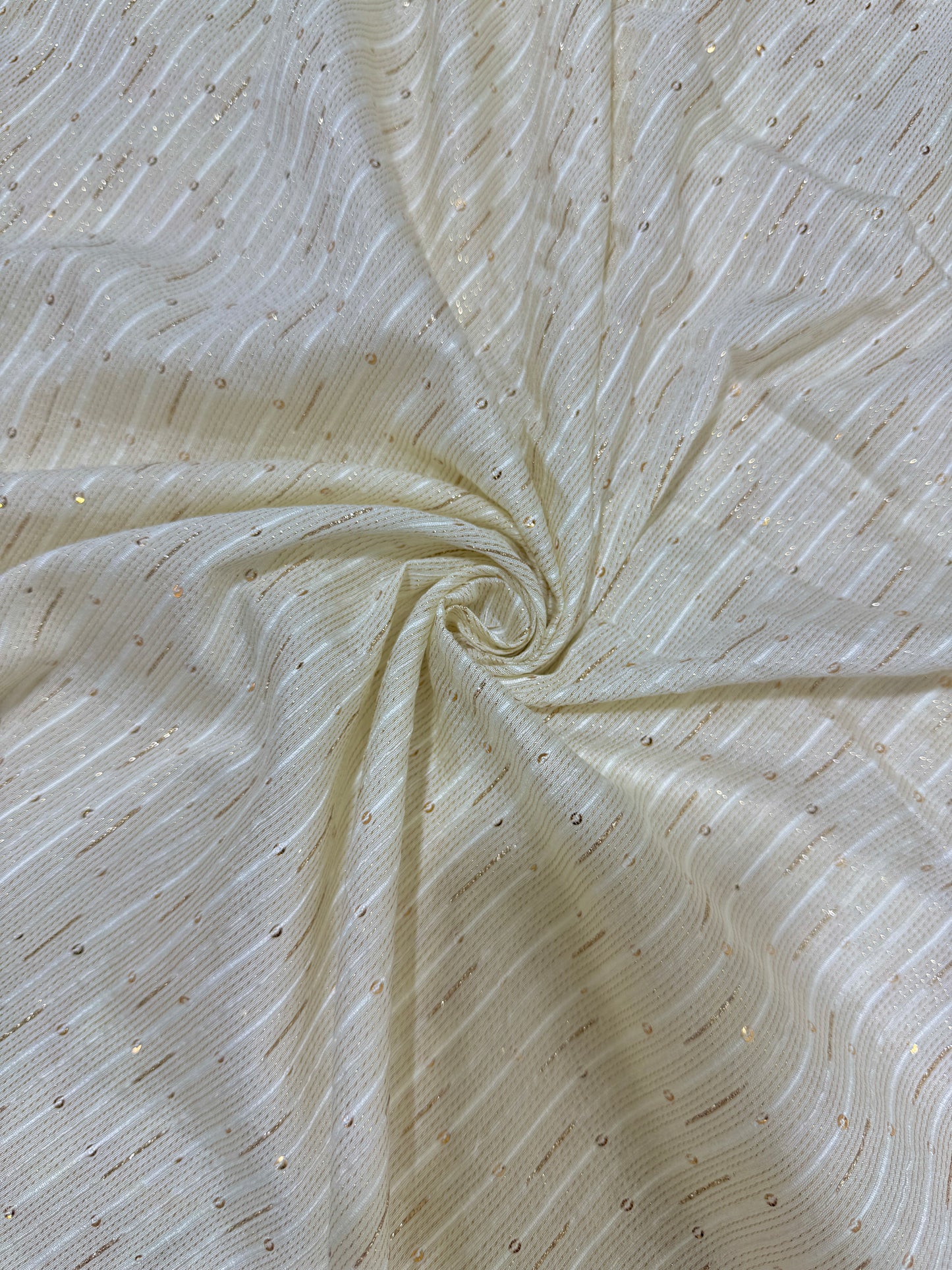 Elegant Champagne Gold  banarasi Fabric with Vertical Sequin Stripes – Premium Party & Bridal Wear 44inchwidth