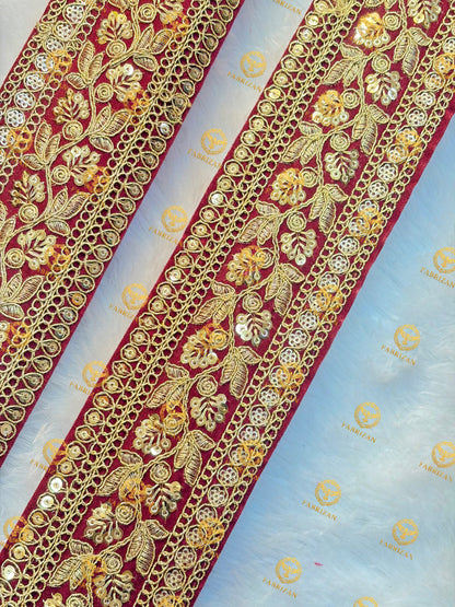 Premium Maharani Gold Zari Embroidered Lace 3inch (pack of 9 meter )  Saree border, lehenga, blouse, dupatta, gowns