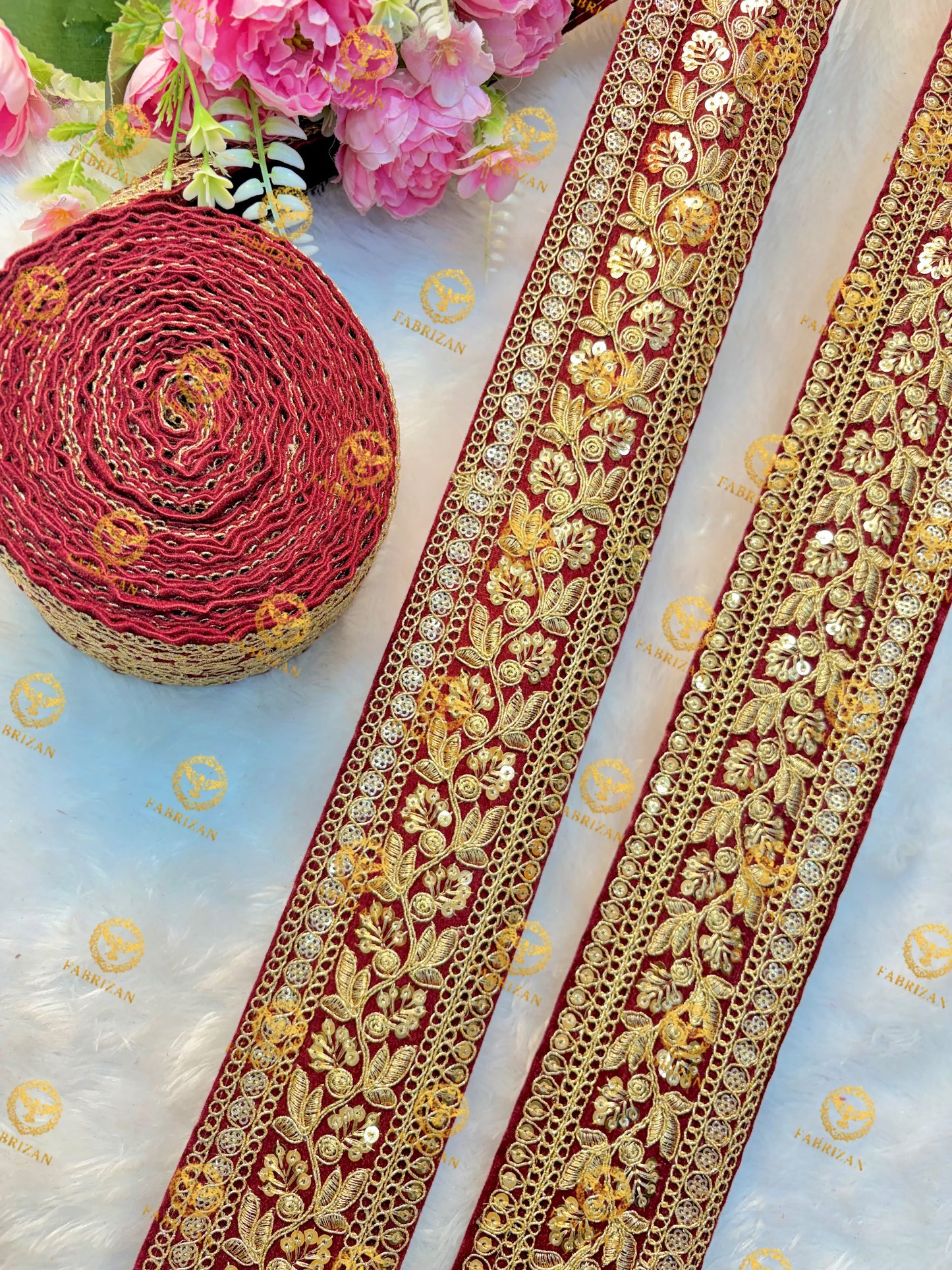 Premium Maharani Gold Zari Embroidered Lace 3inch (pack of 9 meter )  Saree border, lehenga, blouse, dupatta, gowns