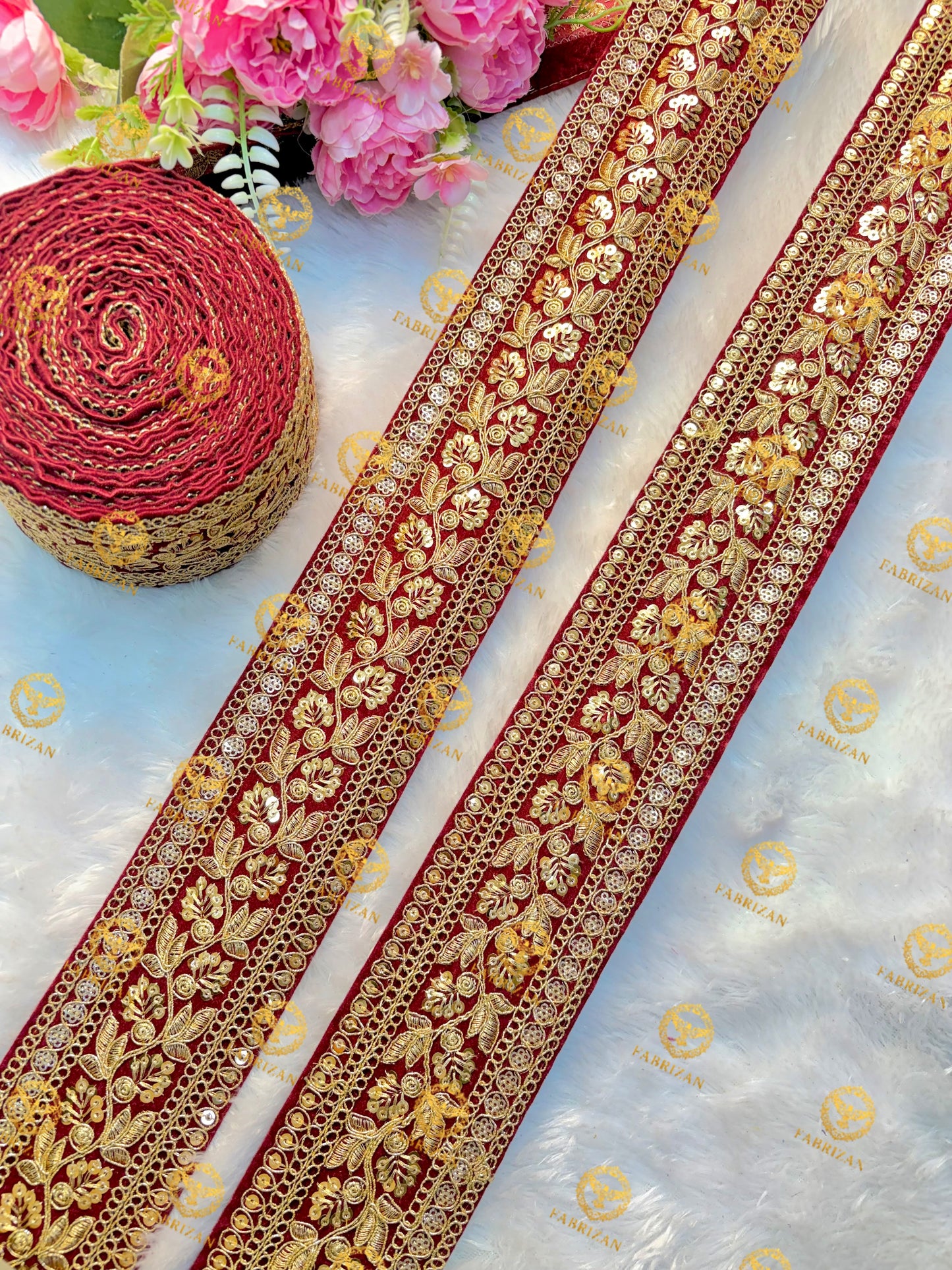 Premium Maharani Gold Zari Embroidered Lace 3inch (pack of 9 meter )  Saree border, lehenga, blouse, dupatta, gowns