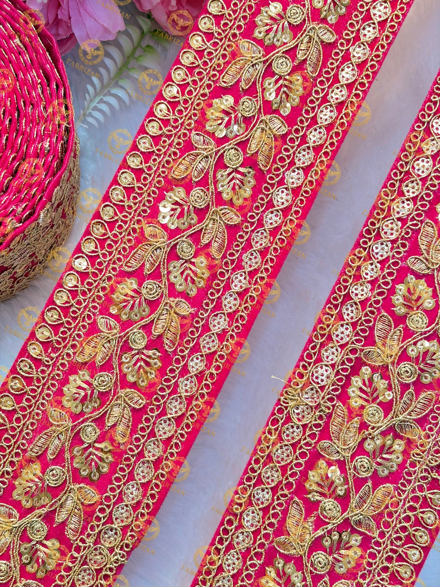 Premium Maharani Gold Zari Embroidered Lace 3inch (pack of 9 meter )  Saree border, lehenga, blouse, dupatta, gowns