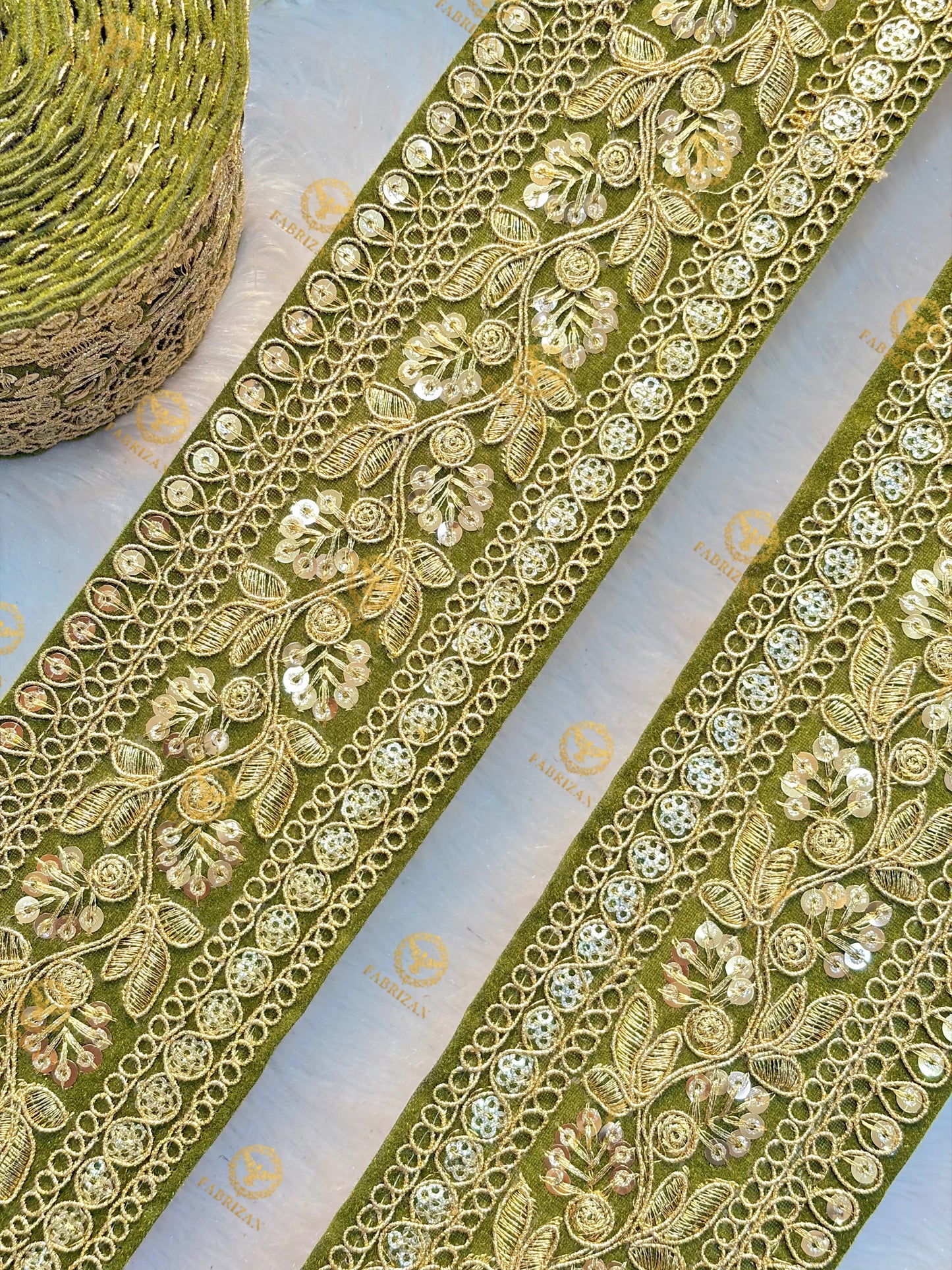 Premium Maharani Gold Zari Embroidered Lace 3inch (pack of 9 meter )  Saree border, lehenga, blouse, dupatta, gowns