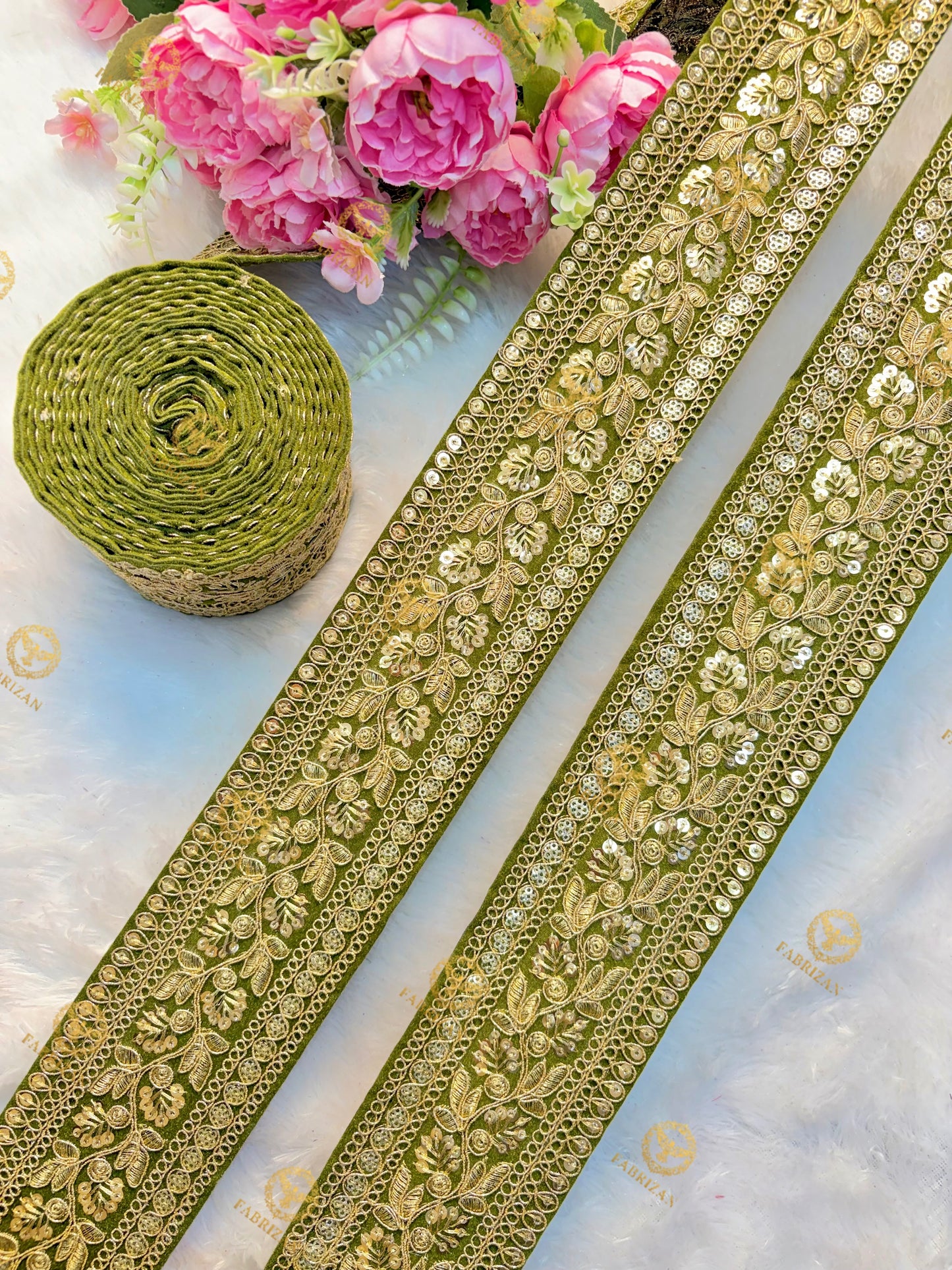 Premium Maharani Gold Zari Embroidered Lace 3inch (pack of 9 meter )  Saree border, lehenga, blouse, dupatta, gowns