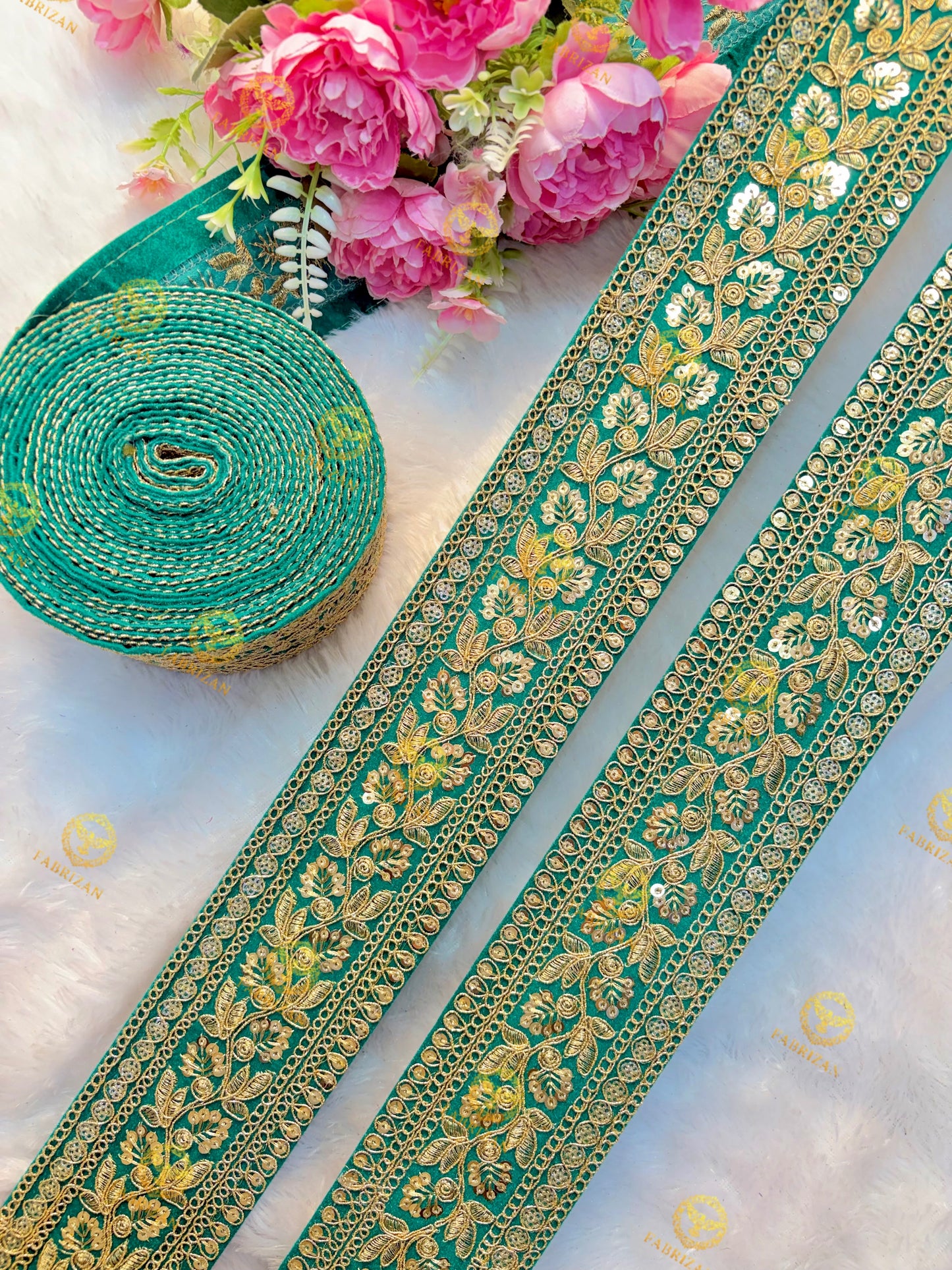 Premium Maharani Gold Zari Embroidered Lace 3inch (pack of 9 meter )  Saree border, lehenga, blouse, dupatta, gowns