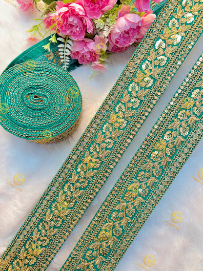 Premium Maharani Gold Zari Embroidered Lace 3inch (pack of 9 meter )  Saree border, lehenga, blouse, dupatta, gowns
