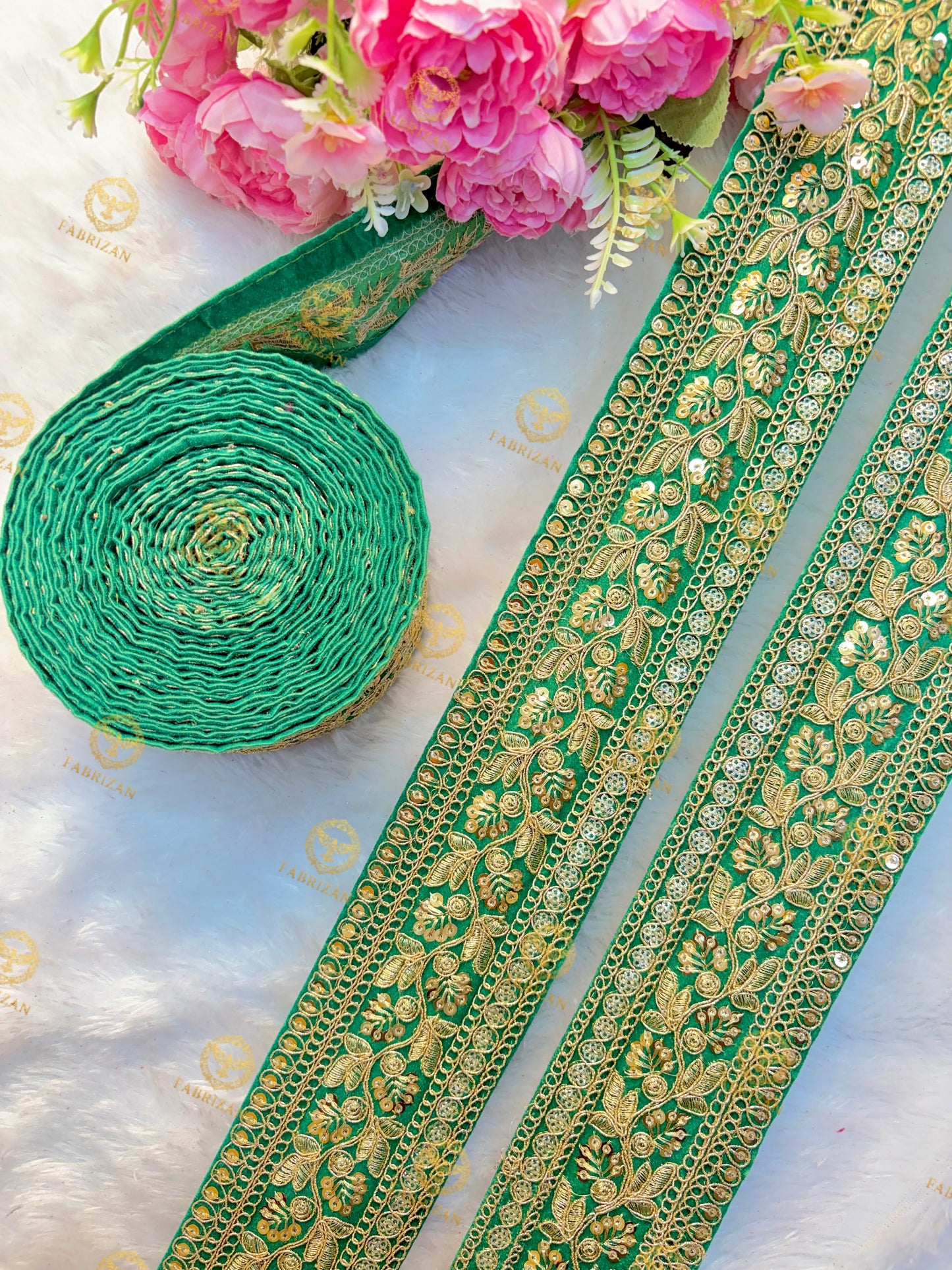 Premium Maharani Gold Zari Embroidered Lace 3inch (pack of 9 meter )  Saree border, lehenga, blouse, dupatta, gowns