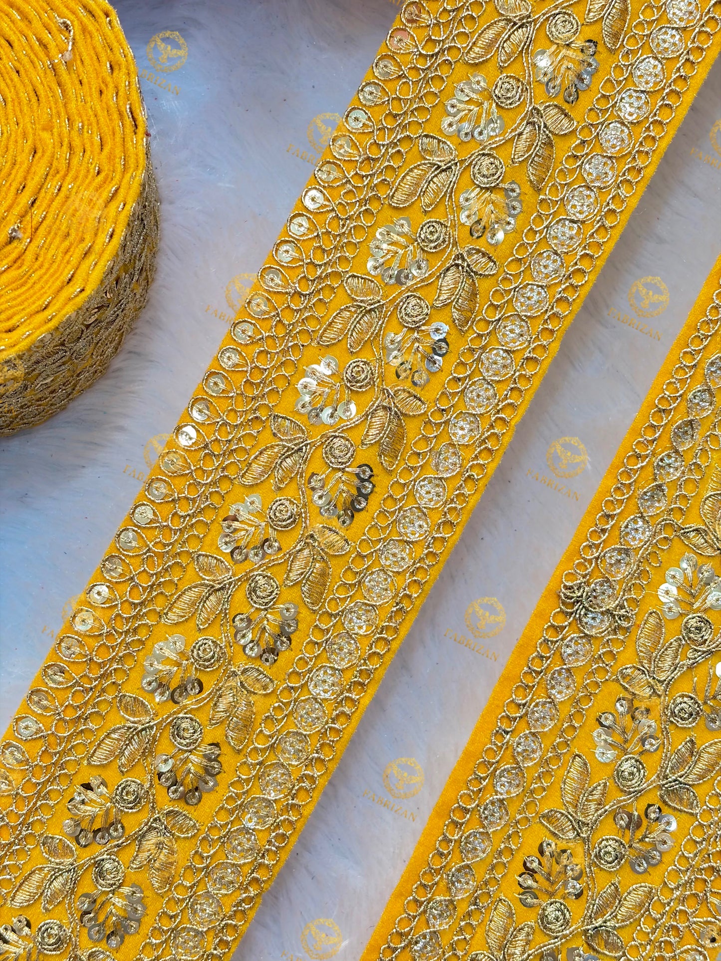 Premium Maharani Gold Zari Embroidered Lace 3inch (pack of 9 meter )  Saree border, lehenga, blouse, dupatta, gowns