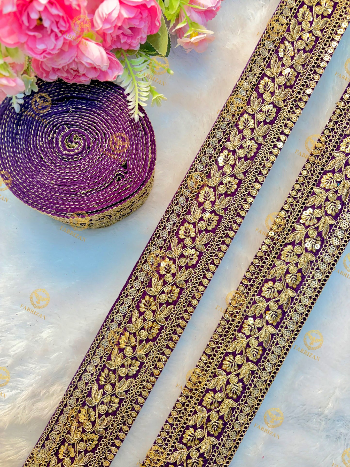 Premium Maharani Gold Zari Embroidered Lace 3inch (pack of 9 meter )  Saree border, lehenga, blouse, dupatta, gowns