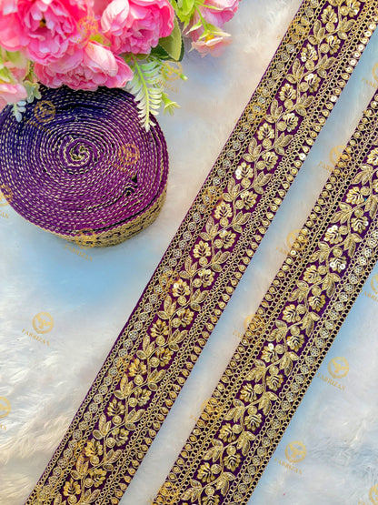 Premium Maharani Gold Zari Embroidered Lace 3inch (pack of 9 meter )  Saree border, lehenga, blouse, dupatta, gowns