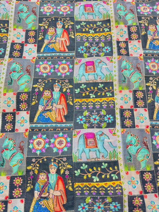 👸🤴Execlusive 😍design in raja Rani position printed  ♥️chenon  fabric 44width