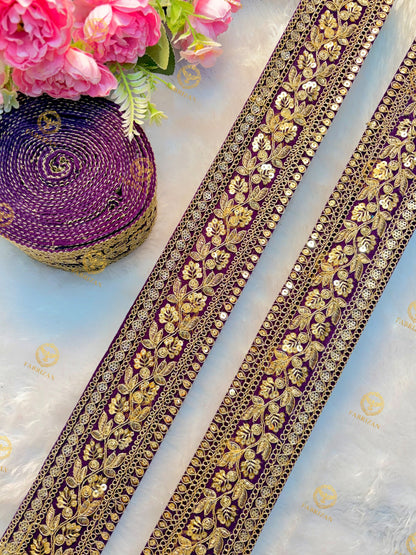 Premium Maharani Gold Zari Embroidered Lace 3inch (pack of 9 meter )  Saree border, lehenga, blouse, dupatta, gowns