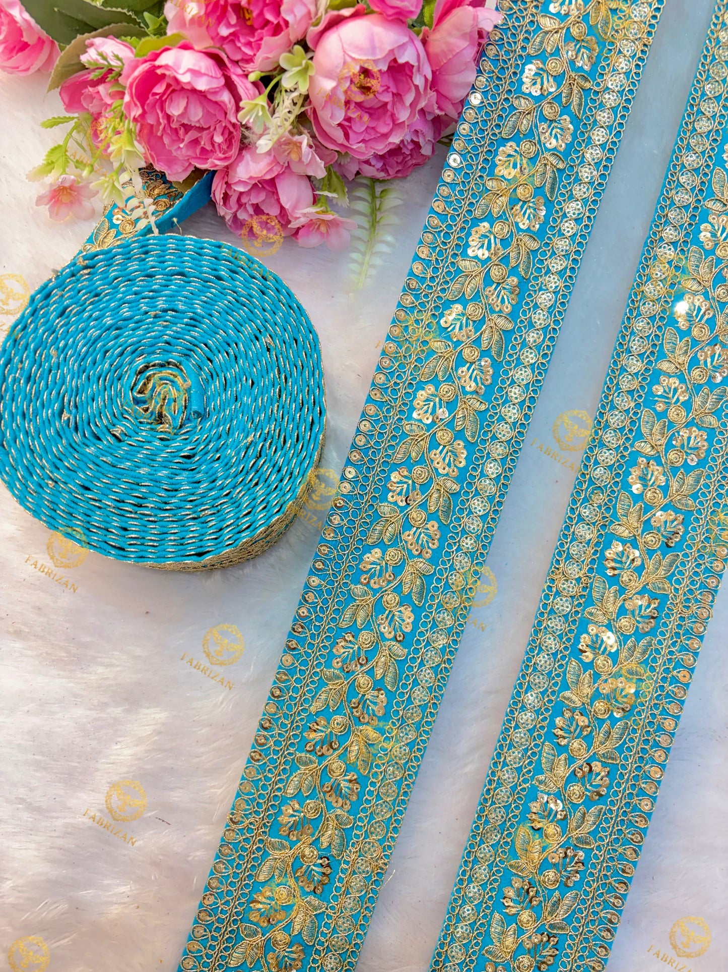 Premium Maharani Gold Zari Embroidered Lace 3inch (pack of 9 meter )  Saree border, lehenga, blouse, dupatta, gowns