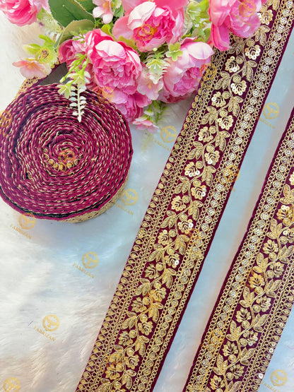 Premium Maharani Gold Zari Embroidered Lace 3inch (pack of 9 meter )  Saree border, lehenga, blouse, dupatta, gowns