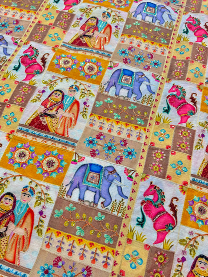 👸🤴Design exclusif 😍 imprimé en position roi-reine ♥️tissu chenon 44 pouces de large