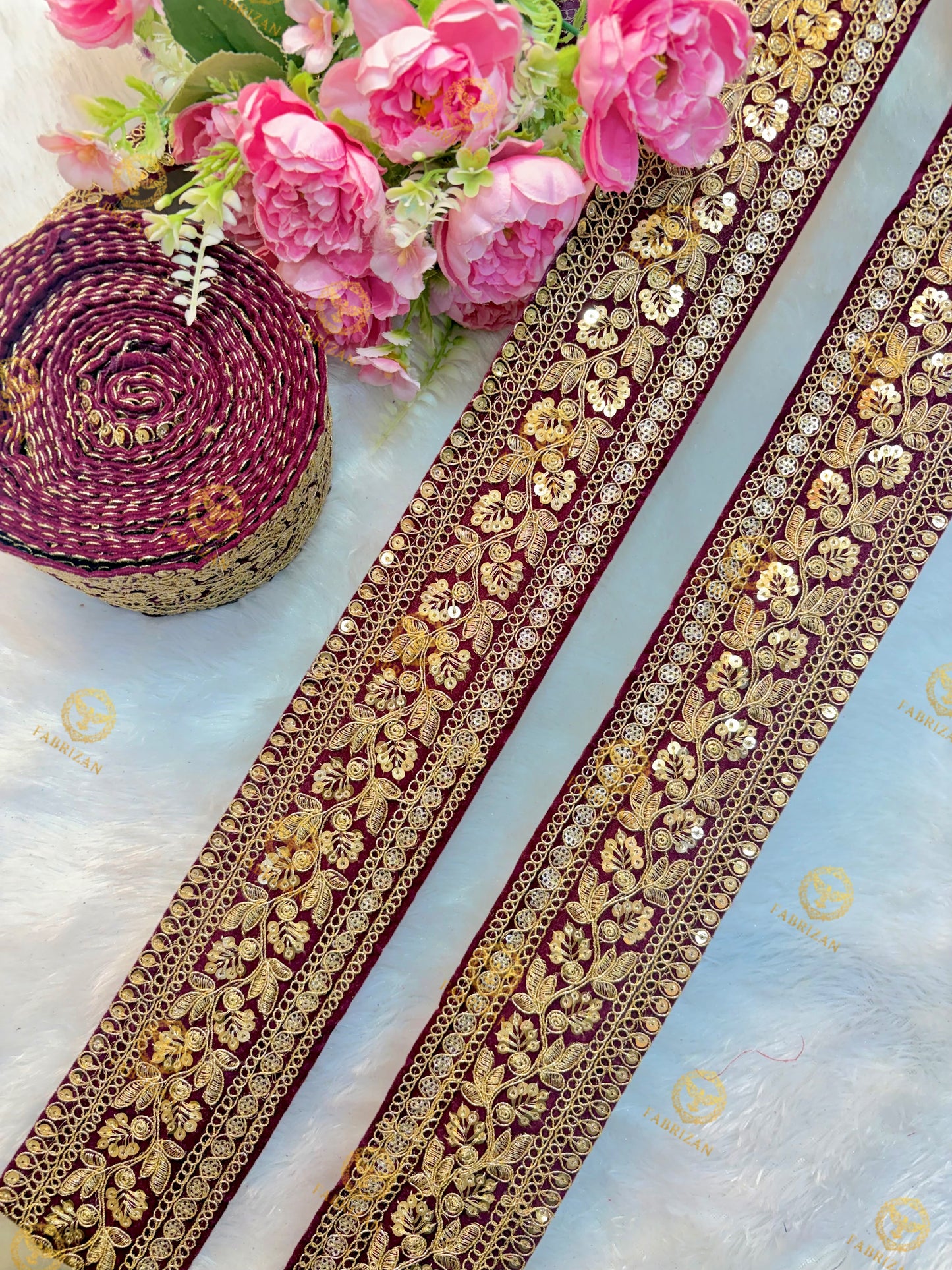 Premium Maharani Gold Zari Embroidered Lace 3inch (pack of 9 meter )  Saree border, lehenga, blouse, dupatta, gowns