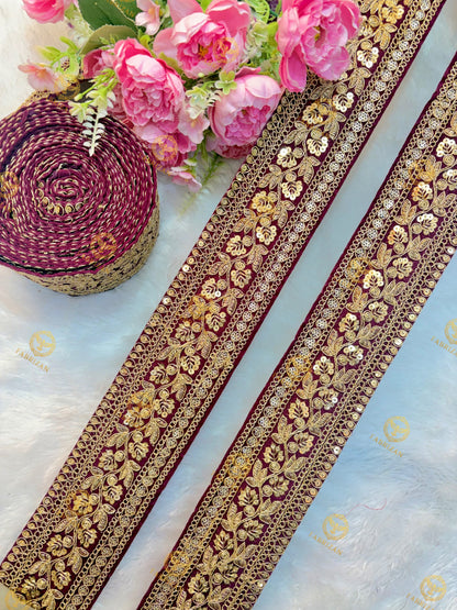 Premium Maharani Gold Zari Embroidered Lace 3inch (pack of 9 meter )  Saree border, lehenga, blouse, dupatta, gowns