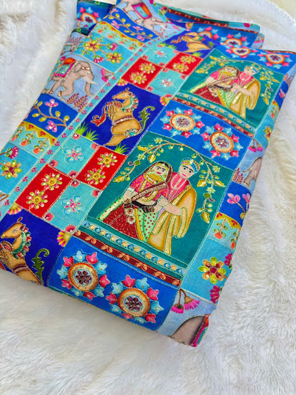 تصميم حصري 😍 لملكة وملك مطبوع على قماش شينون ♥️عرض 44 سم