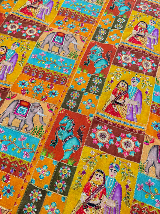 👸🤴Execlusive 😍design in raja Rani position printed  ♥️chenon  fabric 44width