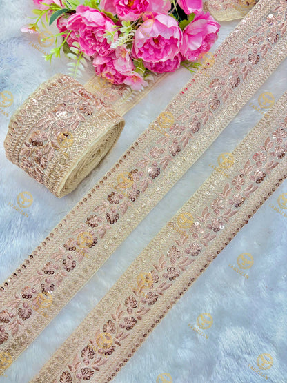 Premium Maharani Gold Zari Embroidered Lace 3inch (pack of 9 meter )  Saree border, lehenga, blouse, dupatta, gowns