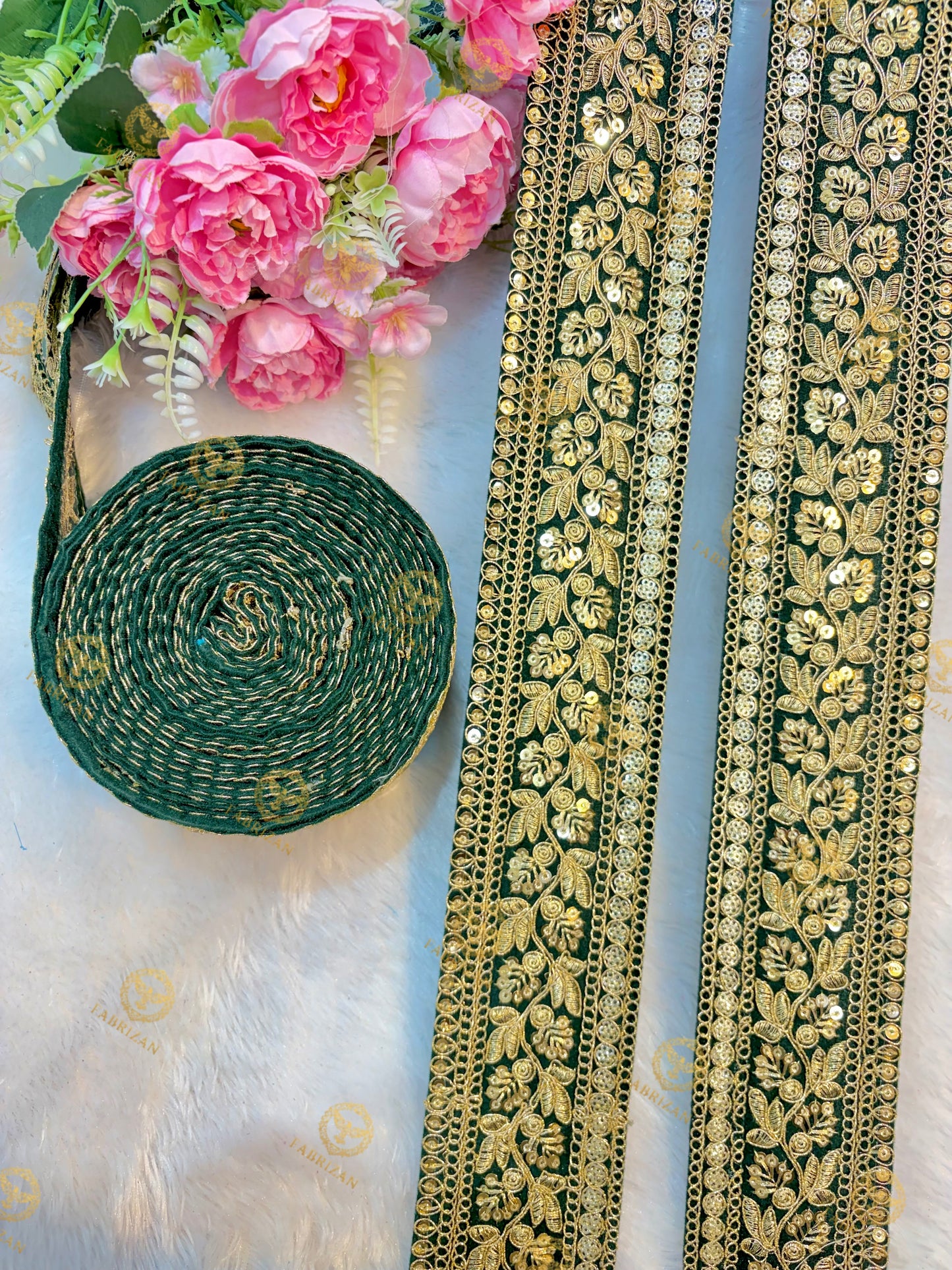 Premium Maharani Gold Zari Embroidered Lace 3inch (pack of 9 meter )  Saree border, lehenga, blouse, dupatta, gowns