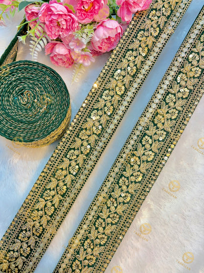 Premium Maharani Gold Zari Embroidered Lace 3inch (pack of 9 meter )  Saree border, lehenga, blouse, dupatta, gowns