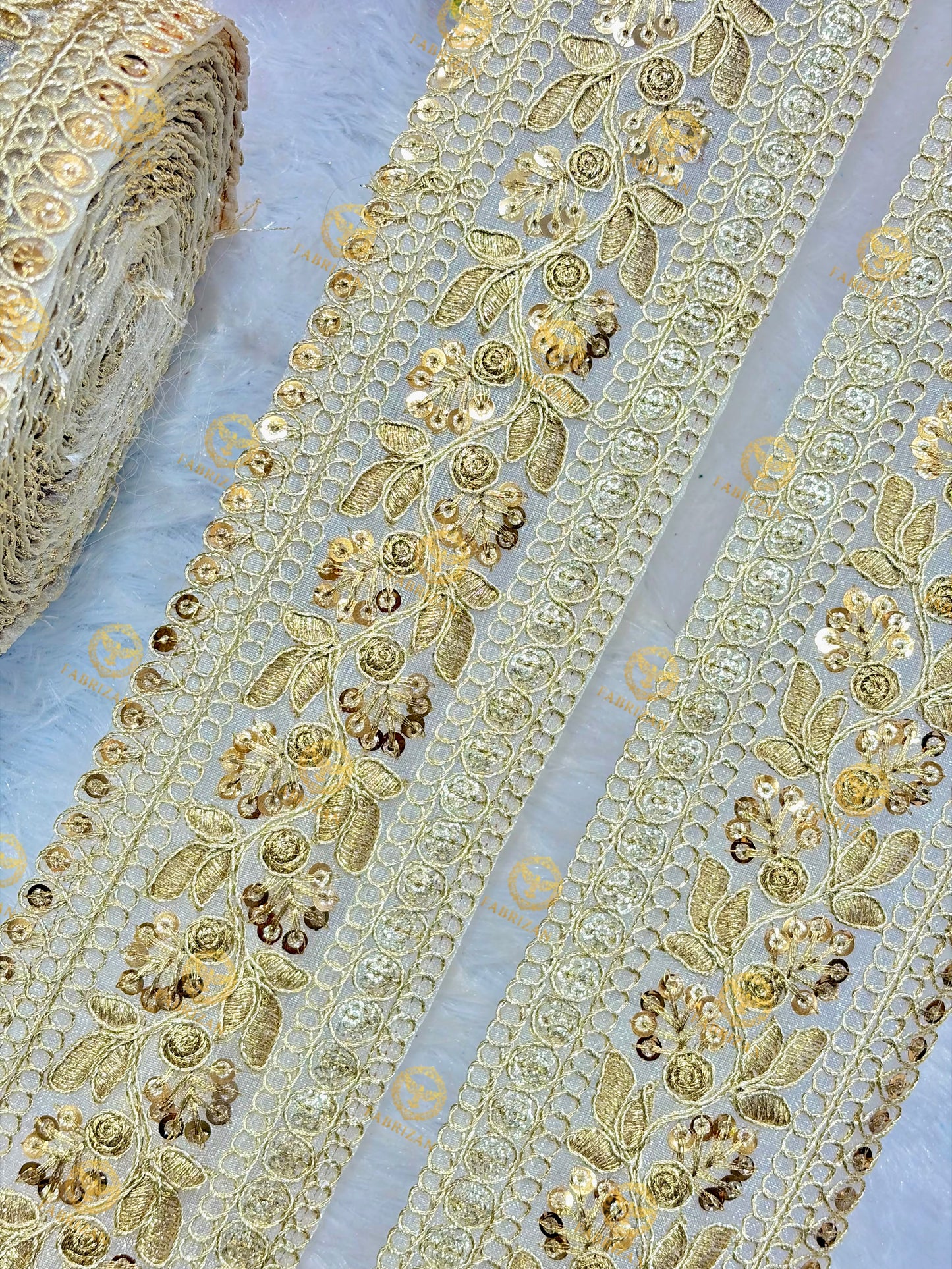 Premium Maharani Gold Zari Embroidered Lace 3inch (pack of 9 meter )  Saree border, lehenga, blouse, dupatta, gowns