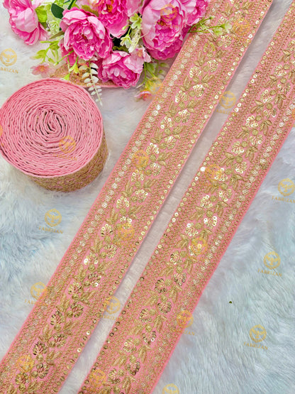 Premium Maharani Gold Zari Embroidered Lace 3inch (pack of 9 meter )  Saree border, lehenga, blouse, dupatta, gowns