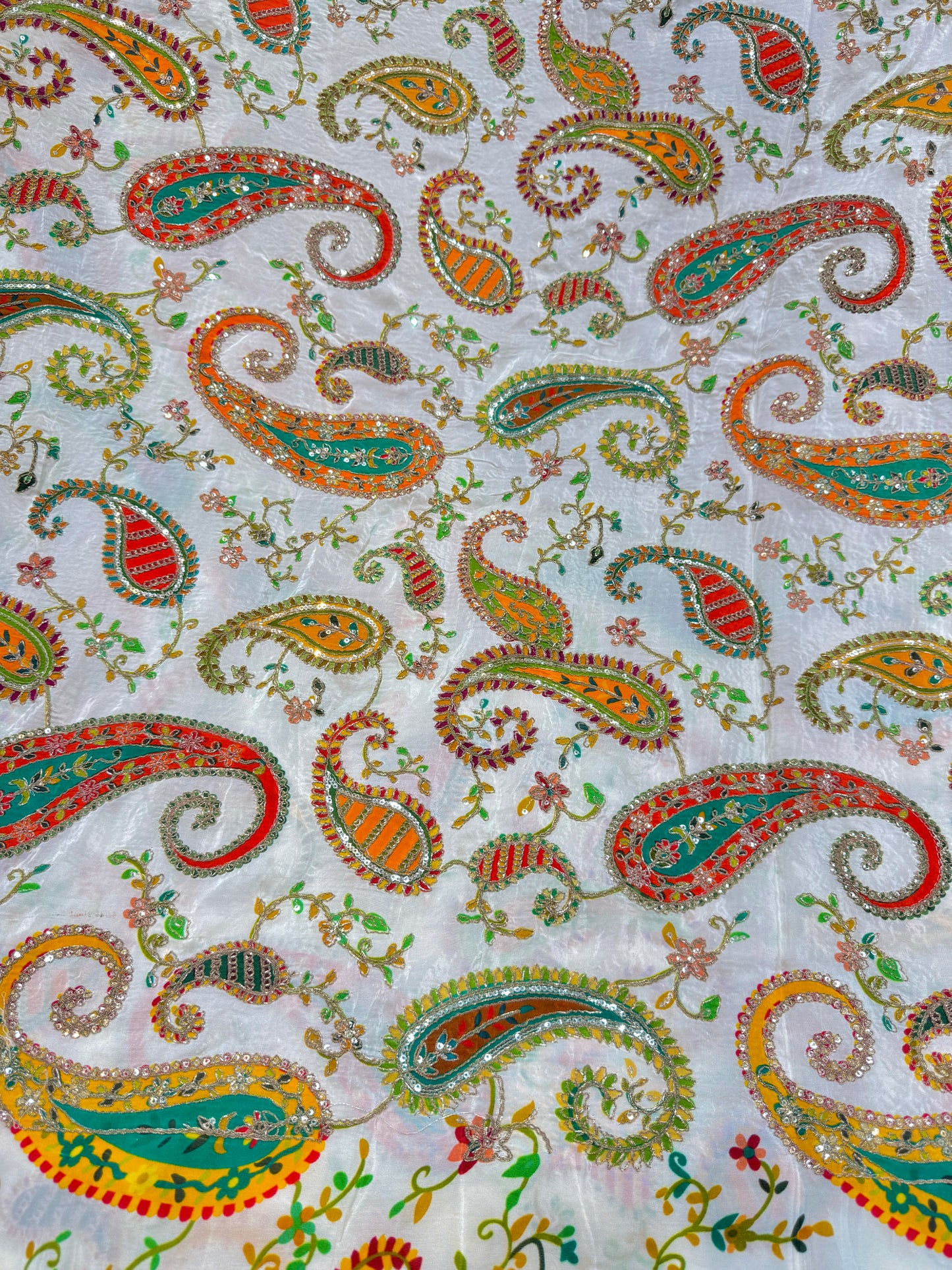 pure viscouse  natural crape luxury embroidery 44inch width WHITE