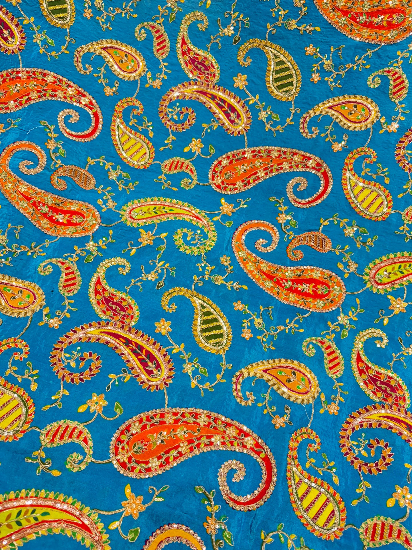 pure viscouse  natural crape luxury embroidery 44inch width sky blue