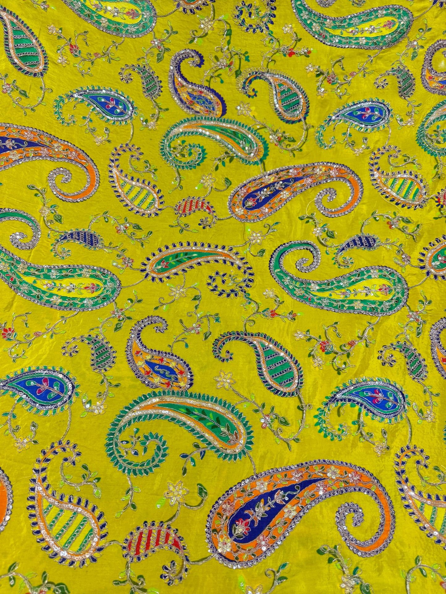 pure viscouse  natural crape luxury embroidery 44inch width lemon yellow