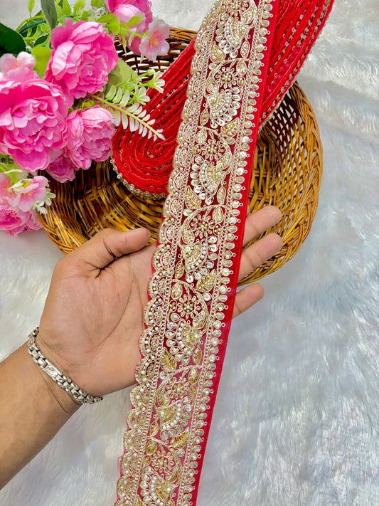 Premium Designer Bridal Zari & hand Work Saree Lace lace border 3inch ( pack of 9 meter )