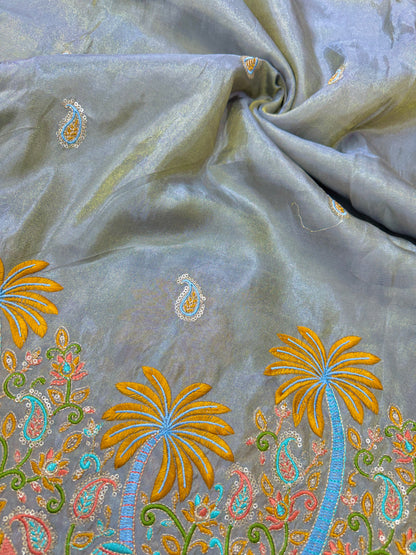 😍Pure viscouse tissu embroidery border 💕with elephant 🐘desing lehanga,Sari,blouse , dress  45-inch width