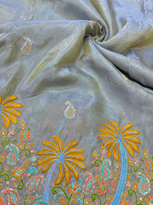 😍Pure viscouse tissu embroidery border 💕with elephant 🐘desing lehanga,Sari,blouse , dress  45-inch width