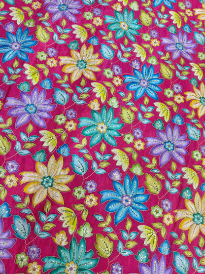 Pure chinon fabrics with multi flower desing  💐 44inch width lehanga ,blouse,frock,dress