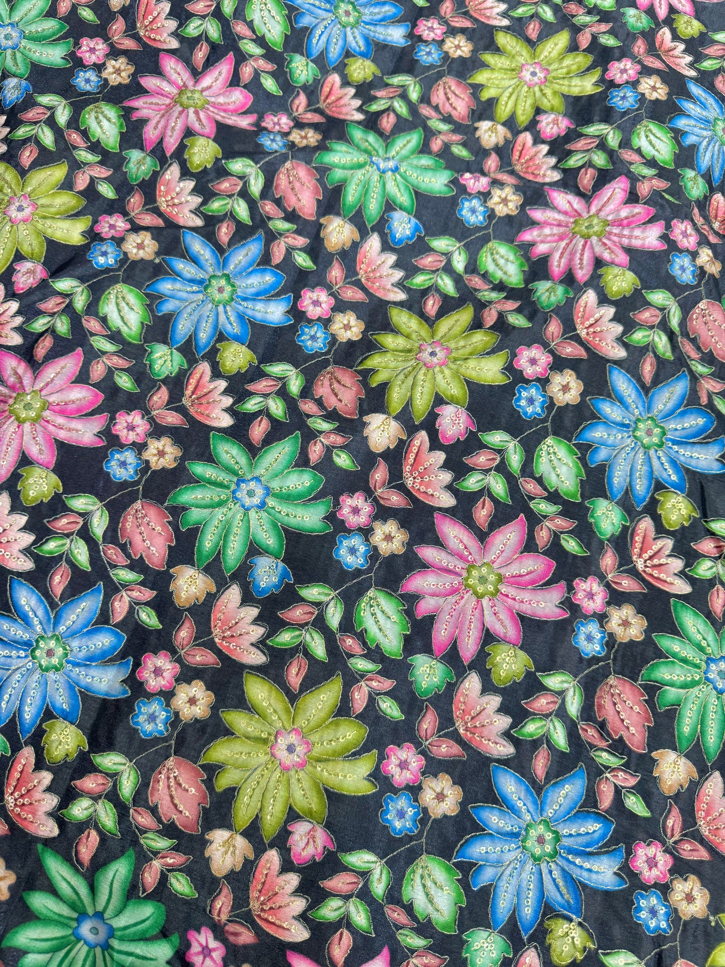 Pure chinon fabrics with multi flower  💐 44inch width lehanga frock gown blouse