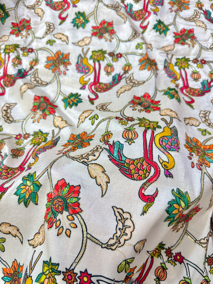 Pure chenon kalamkari animals design🦩 with position print width 44 blouse , lehanga, frock , 👗 👚