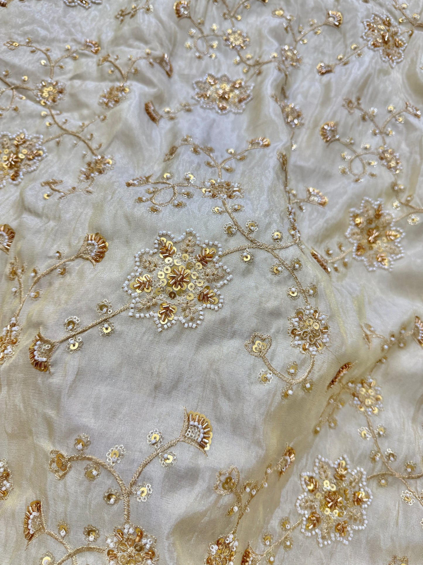👗ZARI TISSUE HANDWORK EMBROIDERY 44-45  INCH WIDTH (DYBLE  )