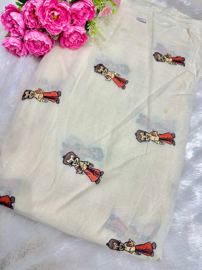 👗Kora cotton with embroidery 💐 44inch width trendy peplum tops bheem